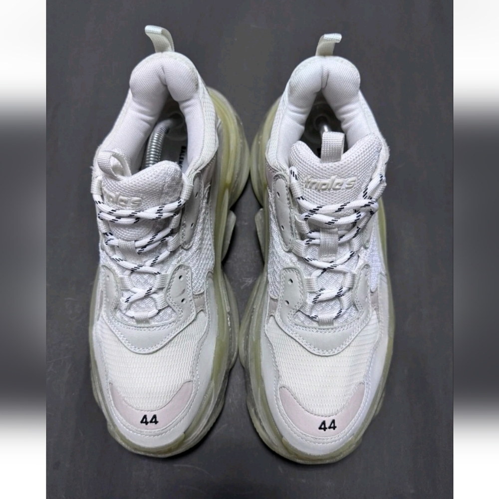 Balenciaga Men White Triple S Clear Sole Lw Top Sneakers EU 44 Size 11 US - Picture 5 of 10